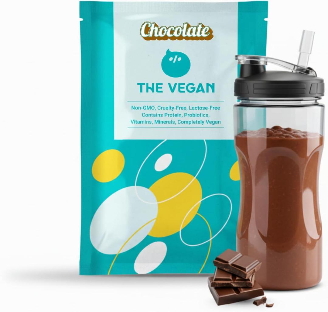 4 x THE VEGAN Protein Powder | Chocolate Plant Based Protein | Non-GMO Soy Isolate with Probiotics | Dairy-Free | Low FODMAP | Low Cholesterol | 40g (1.41 Ounce (Pack of 1))