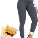 NEW YOUNG Thick Fleece Lined Leggings Women-High Waisted Winter Thermal Warm Yoga Pants Tummy Control (Large, 2-grey)