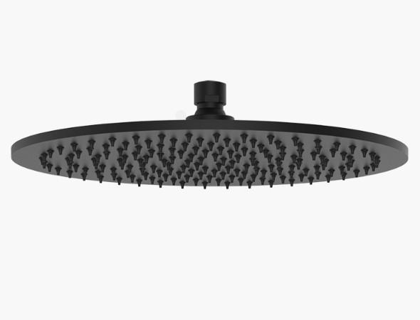 Aquaiaw Fixed Rainfall Shower Head, Seamless Laser Soldered 304 Stainless Steel, Integral 1-Piece, Wall Or Ceiling High Pressure Head Shower, 2.5 GPM, Brass Joint (12 inch Round, Matte Black)