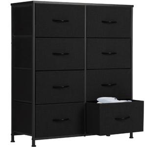Sweetcrispy 8 Drawers Dresser for Bedroom, Kidsroom Furniture, Tall Chest Tower, Storage Organizer Units for Clothing, Closet, Fabric Bins, Wood Top, Steel Frame, Lightweight, Assemble Tools Include, Black