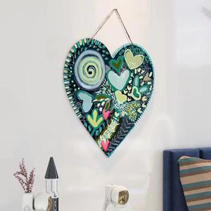 FKKA Front Porch Decor Farmhouse, Happy Tree Wall Art, Metal Heart Wall Decor for Bedroom, Easy Hanging with A Hanging Rope, Blue, Gift