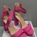 DREAM PAIRS Women's Platform Heel Sandals, Open Toe Ankle Strap Heel Fashion Wedding Party Dress Sandals Shoes (6, Hot Pink-suede)