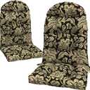 LVTXIII 2 Pack Outdoor Adirondack Chair Cushions, 44x19x4 Inch Water Repellent Patio Cushions for Rocking Chairs, Thick Tufted High Back Seat Cushion Set, Jacobean Black