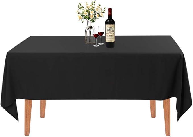 Rectangle Tablecloth - 60 x 84 Inch - Black Rectangular Table Cloth for 5 Foot Table in Washable Polyester - Great for Wedding, Restaurant, Party, Banquet Decoration
