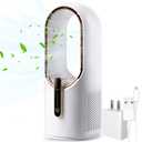 Desk Fan Bladeless, 11.8 Inch Office Fan Small, Quiet, 3 Speed Adjustment, Touch Control, Easy to Clean, Desk Fans Small Quiet, Ideal for Office, Living Room, Bedroom, White