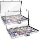 2 Pcs Trade Show Display Case 34"x22" Large Aluminum Locking Tabletop Showcase for Trading Cards, Sports Cards, TCG, Jewelry Lightweight & Portable for Exhibitions, Conventions, and Collectibles