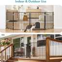 No Pawblems Dog Gate with Cat Door, Free Standing 30'' Tall Foldable Dog Fence for Indoor & Outdoor, Up to 78 Inch Extra Wide Puppy Gate for Stairs, Hallways, Doorways, Deck, Yard (Black, 3 Panels)