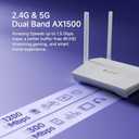 AX1500 WiFi 6 Router Dual Band Wireless Internet Router, Wireless Speed Up to 1.5 Gbps, Full Gigabit Ports, Beamforming, OFDMA, MU-MIMO, Parental Controls, WPA3, EasyMesh