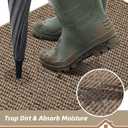 BEQHAUSE Dirt Trapper Door Mat 17" x 30" Half Circle Non Slip Washable Doormats Entrance Rugs Absorbent Welcome Low Profile Floor Mats for Front Back Door and Entryway, Taupe