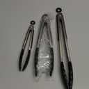 HOTEC Premium Stainless Steel Locking Kitchen Tongs with Silicon Tips, Heat Resistant Cooking Tongs Set of 3-7", 9" and 12" (Black)