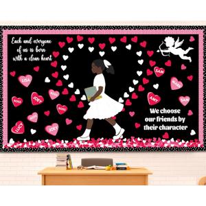 Valentine's Day Bulletin Board Decorations Black History Month Bulletin Board Set African American Country Festival February Heart Craft Cutouts for School Classroom Office Door Wall Decor Supplies