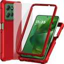 Ailiber for Moto G Power 5G 2025 Phone Case, Motorola Moto G Power 2025 Case with Screen Protector, Dual Layer TPU Bumper Protective, Rugged Silicone Scratch Resistant, Shockproof Cover-Red