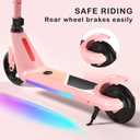 LINGTENG Electric Scooter for Kids Age 6-10, Kick-Start Boost Scooter with Adjustable Speed and Height, Flash Wheel & Deck Lights