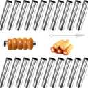 Cream Horn Molds Stainless Steel, Cannoli Tubes Kit Pack of 20 Baking Cones Pastry Roll Horn Croissant Mold with Brush
