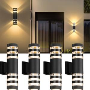 4Pack 15inch LED Cylinder Up & Down Wall Lights,18W Modern Outdoor Wall Light 4000K Day White Aluminum Body Waterproof IP65 LED Exterior Light Fixtures Wall Mount for House Patio Garage Garden