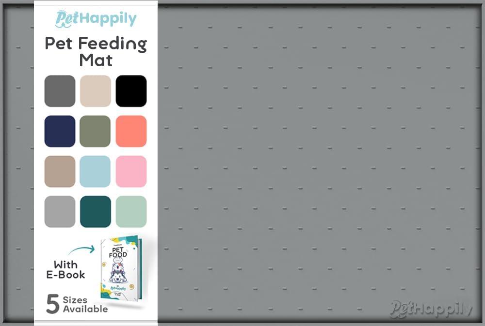 Dog Food Mat - Raised Edges Dogs Mat for Food and Water Prevent Spill, Waterproof Cat Food Mats Protect Floors, Easy Clean Dog Bowl Mats for Food and Water, Silicone Pet Feeding Placemats (18.5"L x 11.5"W, Gray)