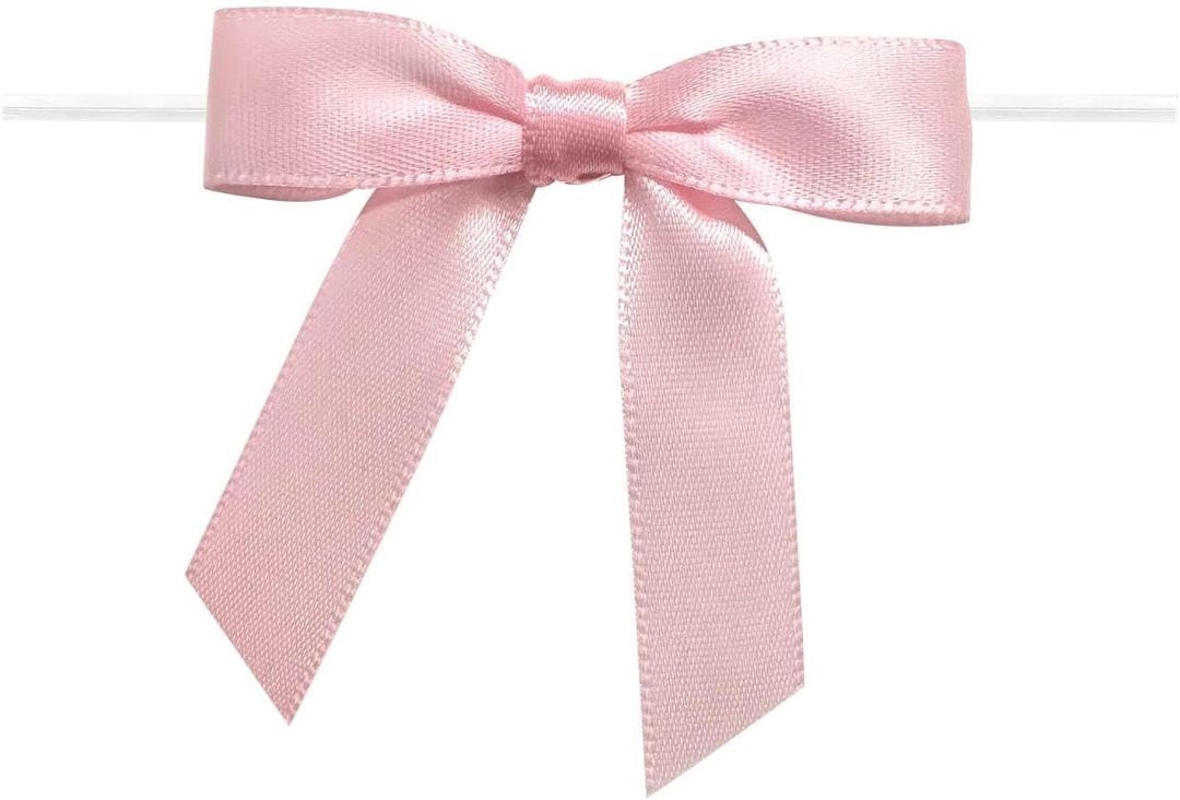 2.8 Inch Pink Twist Tie Bows, Small Satin Ribbon Bows for Crafts, Mini Bows Decor for Gift Wrapping Wedding Party Decorations, 50 Pcs (Pink)