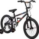 Mongoose Switch Freestyle BMX Kids Bike, Mag Wheels, Small Stand-Over Steel Frame, Chain Guard, Foot Brake, Boys and Girls 5 - 7 Years Old, 18-Inch Wheels, Black