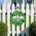 Wooden St. Patrick's Day Decoration Shamrock Door Wreath for Front Door Sign Wall Signs Shamrock Clover Spring Decoration, Irish Sign Welcome Hanging for Home Decor Party Outdoor Indoor Supply