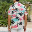 ASTRYON Hawaiian Shirt for Men Short Sleeve Floral Palm Button Down Tropical Vacation Beach Shirt (US, Alpha, X-Large, Regular, Regular, White and Pink and Blue) (XL)