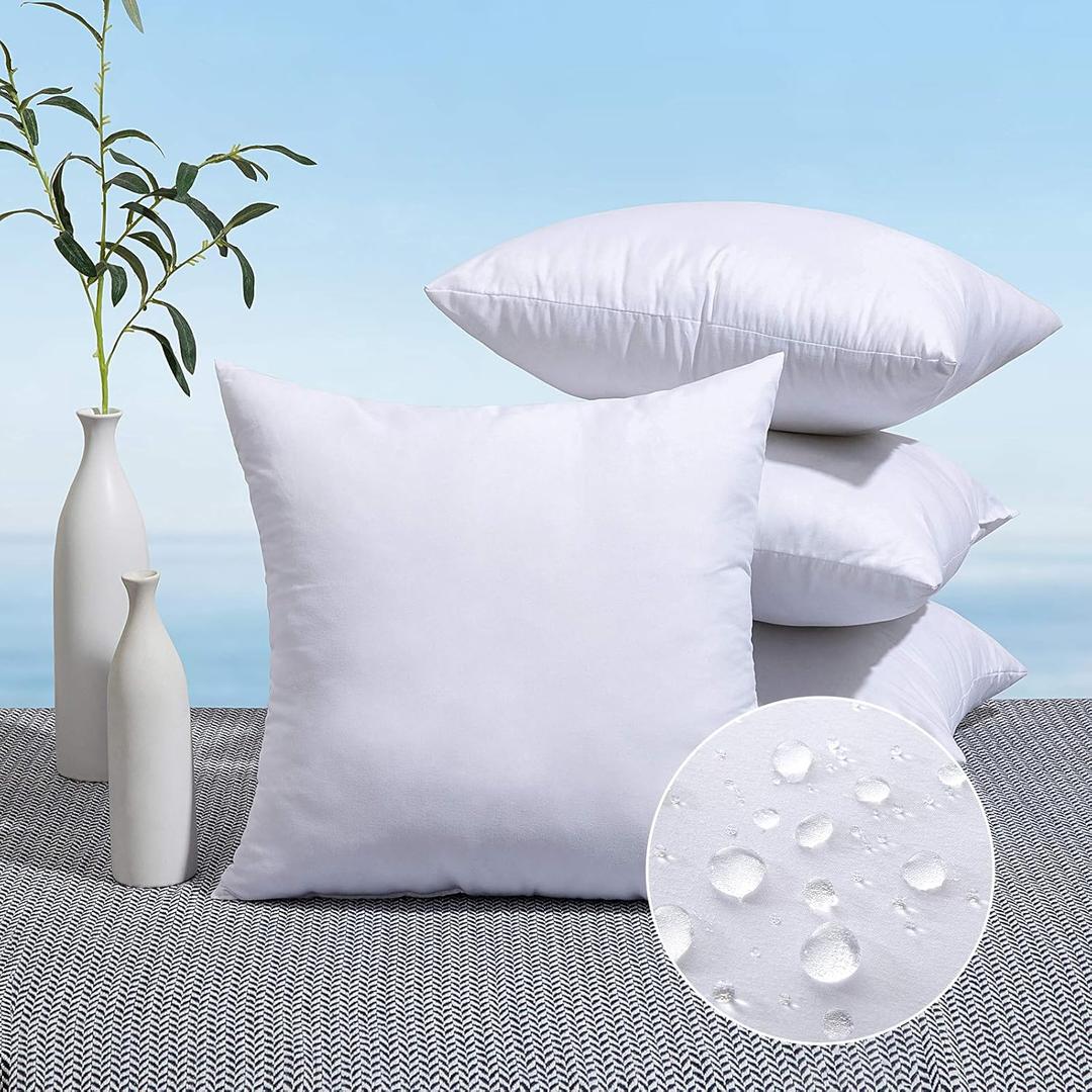 MIULEE Pack of 4 20x20 Outdoor Pillow Inserts, Water-Resistant Throw Pillow Inserts Decorative Premium Square Pillow Stuffer Sham for Porch Swing Couch Sofa Cushion Patio Furniture