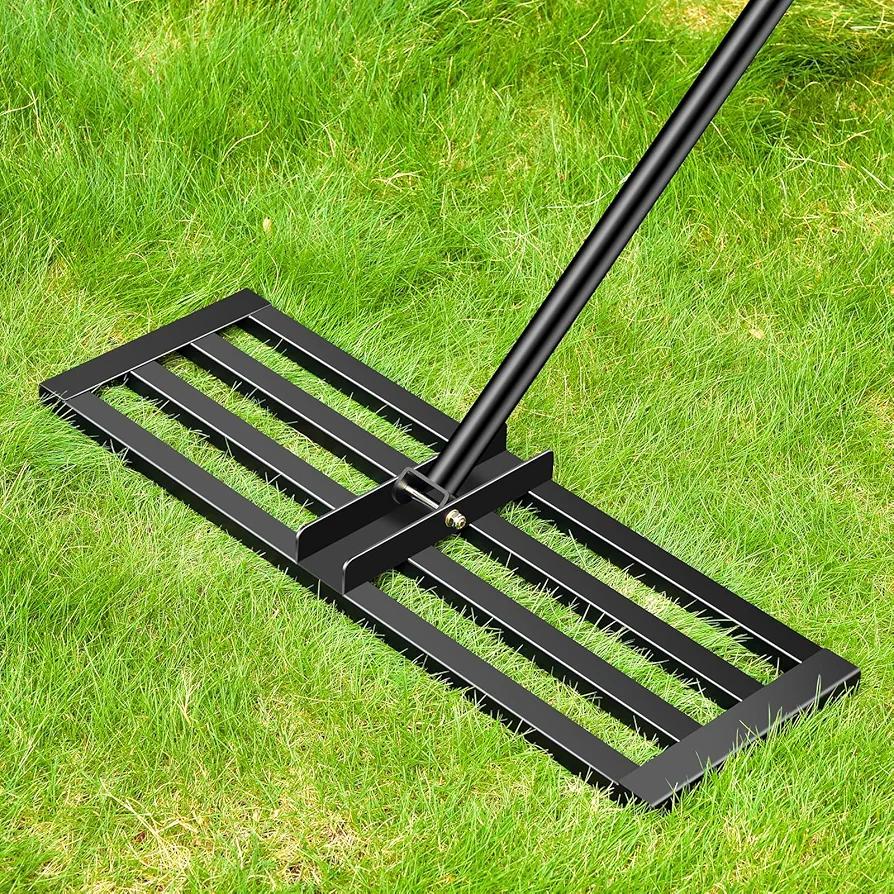 Lawn Leveling Rake Heavy Duty Steel Base with 78" Handle Professional Grade Soil Leveler for Garden Golf Course & Farm Fast Easy Assembly (48"x10")