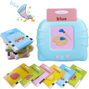 Toddler Talking Flash Cards for 1 2 3 4 5 Year Old Boys and Girls - Language Sensory Learning Device with 224 Sight Words - Montessori,Pocket Speech Therapy,Autism Toys,Christmas Birthday Gift - Blue