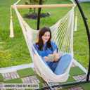 JoyView Hammock Chair with Spreader Bar Caribbean Hammock Swing Chair 300 LBS Weight Capacity XL Rope Hanging Chair for Outdoor Indoor Garden Yard - Multi Color