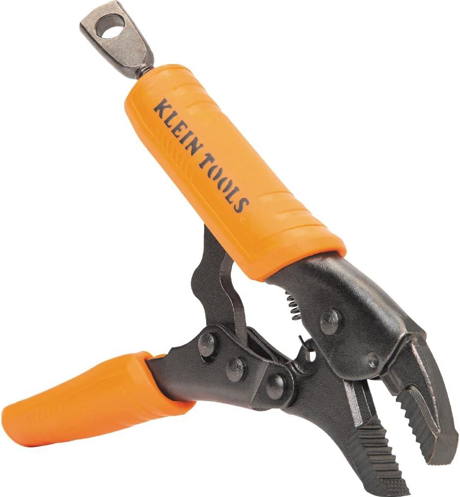 Klein Tools 38600 Curved Jaw Locking Pliers with Quick Release Handles, Intuitive Thumb Knob, High Torque, Mole Grips for Clamping and Gripping, 5-Inch