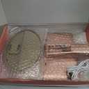 WEILY Makeup Mirror with 21 LED Lights,Two Power Supply, Touch Screen and 1x/2x/3x Magnification TriFold Vanity Mirror for Makeup Desk(Rose Gold)