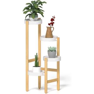 Wisuce Bamboo Plant Stands Indoor, 4 Tier Tall Corner Plant Stand Holder & Plant Display Rack for Outdoor Garden Indoor Home(4 Tier -1)