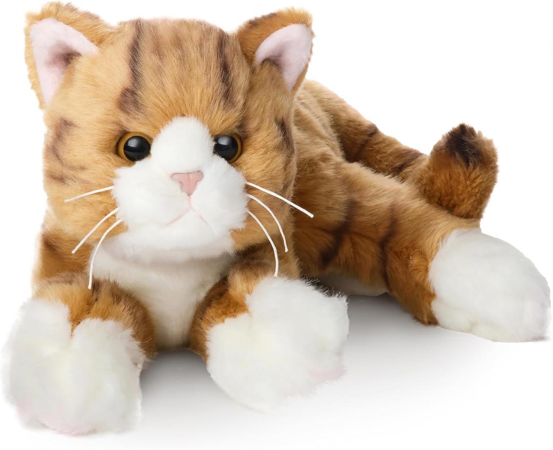 Bearington Tabby Stuffed Cat Animal - 15" Realistic Striped Orange Cat Stuffed Animal with Soft Fur and Floppy Body for Toddlers - Cuddly Kitten Plush Gift for Kids and Feline Lovers