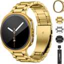 Stainless Steel Band and Case Compatible with Samsung Galaxy Watch 8 Band 44mm 40mm, Business Metal Chain Link Bracelet Strap with Hard PC Cover for Samsung Watch 8 40mm 44mm Men Women