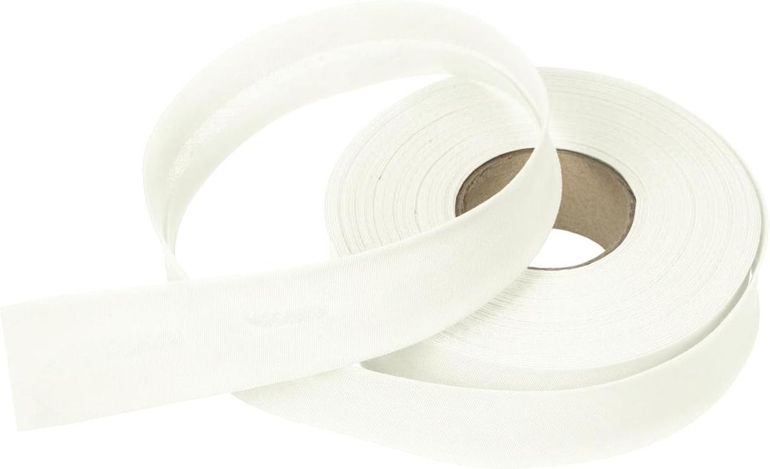 MECCANIXITY 1 Inch Single Fold Bias Tape Polyester Continuous Bulk Bias Tape for Sewing,Seaming Quilting Hemming Binding Crafts (Creamy White 15 Yards)