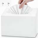 Acrylic Hand Towel Box Cover, Wall Mount Paper Towel Napkin Dispenser, White Rectangle Multi-Functional Dryer Sheet Mask Organizer for Bathroom, Kitchen, Car, Office