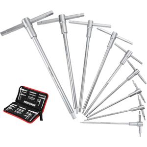 MAXPOWER Sliding T-Handle Allen Wrench Set, 9-Piece SAE Hex Keys, Long Arm Hex End Allen Wrenches for Basic Home Repair and Mechanical Maintenance, Hex Keys with Portable Case