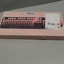 Wireless Keyboard and Mouse Combo, Ergonomic Full Size Typewriter Retro Round Keycaps Keyboard, Compatible with Windows, PC, Perfer for Home and Office Keyboards (Aurora Red)