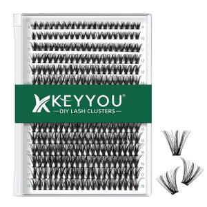 Lash Clusters 300pcs Individual Lashes 40D 0.07C Curl 9-18MIX DIY Eyelash Extension KEYYOU Large Tray Volume Soft&Natural Cluster Lashes(40D-0.07C,9-18MIX
