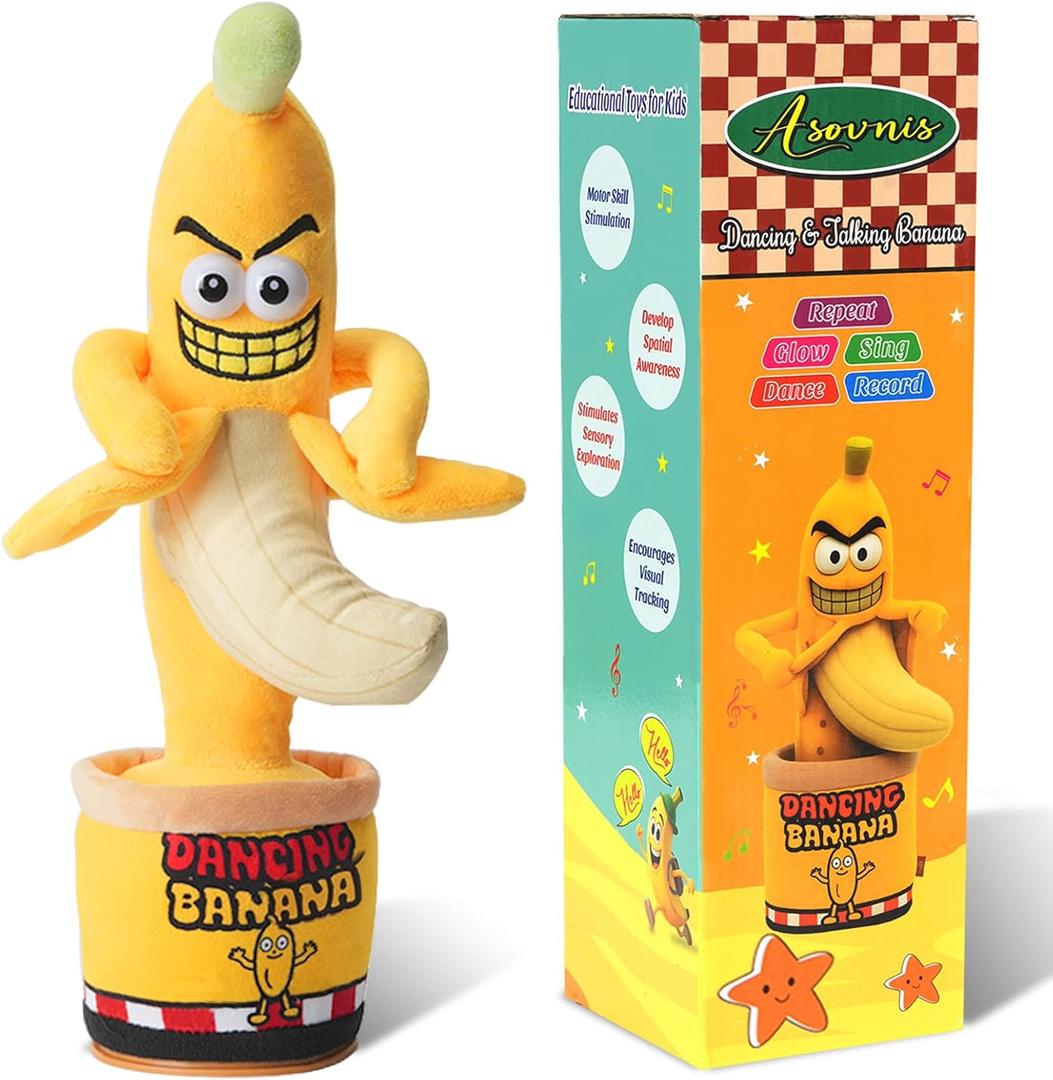 Funny Banana Toy, Gifts Mimicking, Recording Repeating What You Say, Hilarious Laughs, Novelty Gag Gift for Adults Friends Coworkers Office