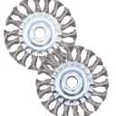 Knotted Wire Wheel Brush 4in 5/8-11 Threads Arbor for 4-1/2" Angle Grinder - 2pcs