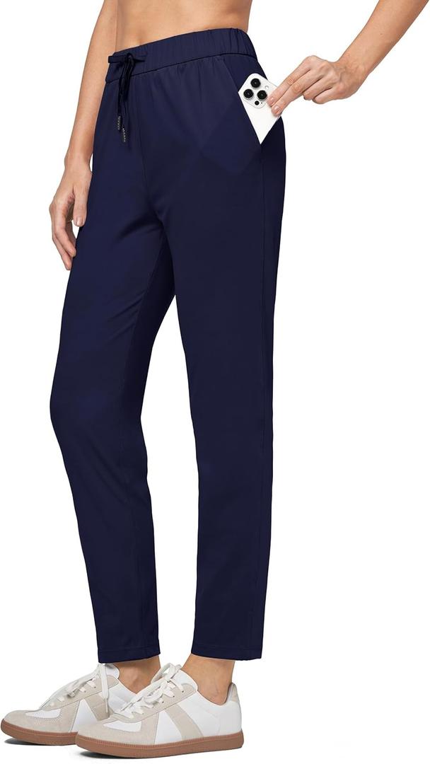 Willit Women's Golf Travel Pants Lounge Sweatpants 7/8 Athletic Pants Quick Dry On The Fly Pants (Navy Blue) S 
