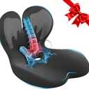 Car Seat Cushion with Lumbar Support for Long Driving Truck RV, Ergonomic Memory Foam Office Chair Cushion for Sciatica, Tailbone & Lower Back Relief, Ideal Gift for Drivers & Office Workers (White)
