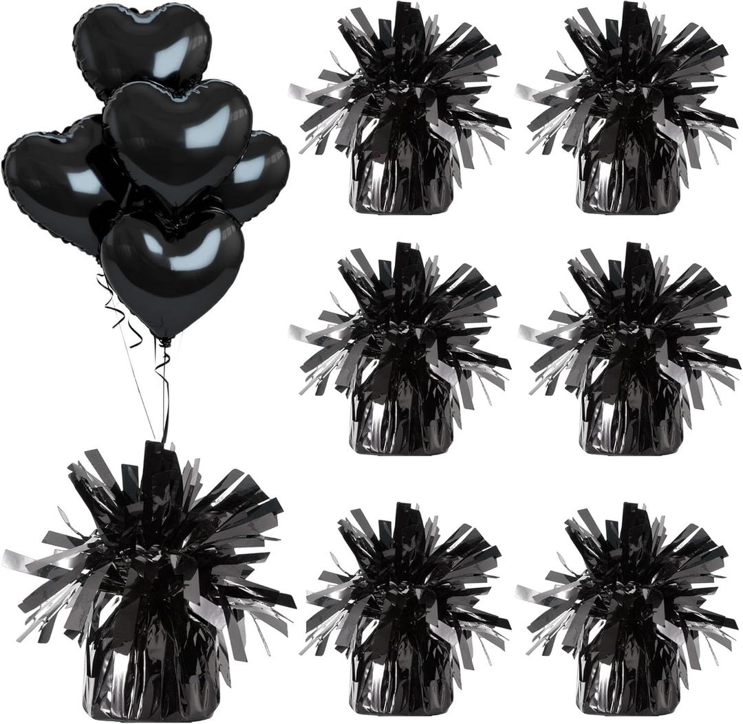 Aluminum Foil Balloon Weights for Parties (6 pcs) - 0.31lb (140g) Each - Premium Balloon Anchors for Birthday, Wedding, Dinner, Indoor & Outdoor Decorations(Black 6pcs)