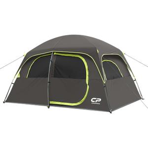 CAMPROS CP Upgraded 6/8 Person Camping Tents, Waterproof Windproof Family Tent with Larger Mesh Windows & Door, Double Layer, Easy Set Up, All-Season Dome Tent with Top Rainfly & Carry Bag
