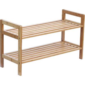 Oceanstar 2-Tier Bamboo Shoe Rack, Brown, SR1309 (15.5H x 10.7D x 27W, Natural)
