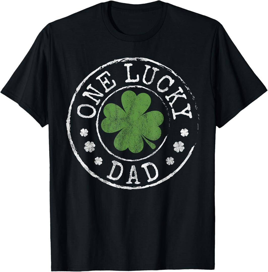 One Lucky Dad Father Funny Irish Shamrocks St Patrick's Day T-Shirt, Small
