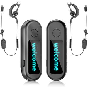 Super Mini Walkie Talkies, Small Clip-On Two Way Radio with LED Screen, Portable Walkie Talkie with Earpieces for Outdoor Sports, Restaurants, Retail Stores, Baseball, Hospital, Biking, Adults, 2 Pack