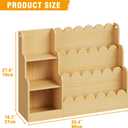 Trironsun 3-Tier Scalloped Kids Bookshelf Montessori Wooden Bookcase with Toy Storage Front Facing Toddler Book Display Organizer for Nursery Playroom and Classroom (Natural Wood), 10.63 x 36.61 x 27.56 inches