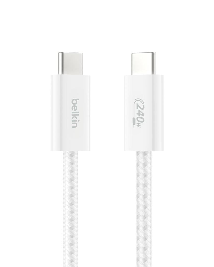 Belkin USB C to USB C Cable, 3.3ft, 240W - Type C Charger, iPhone Charger Cord, Soft, Braided, Flexible for iPhone 17, Galaxy S25, Pixel 9, MacBook, Chromebook, iPad Pro, Switch Steam Deck  White