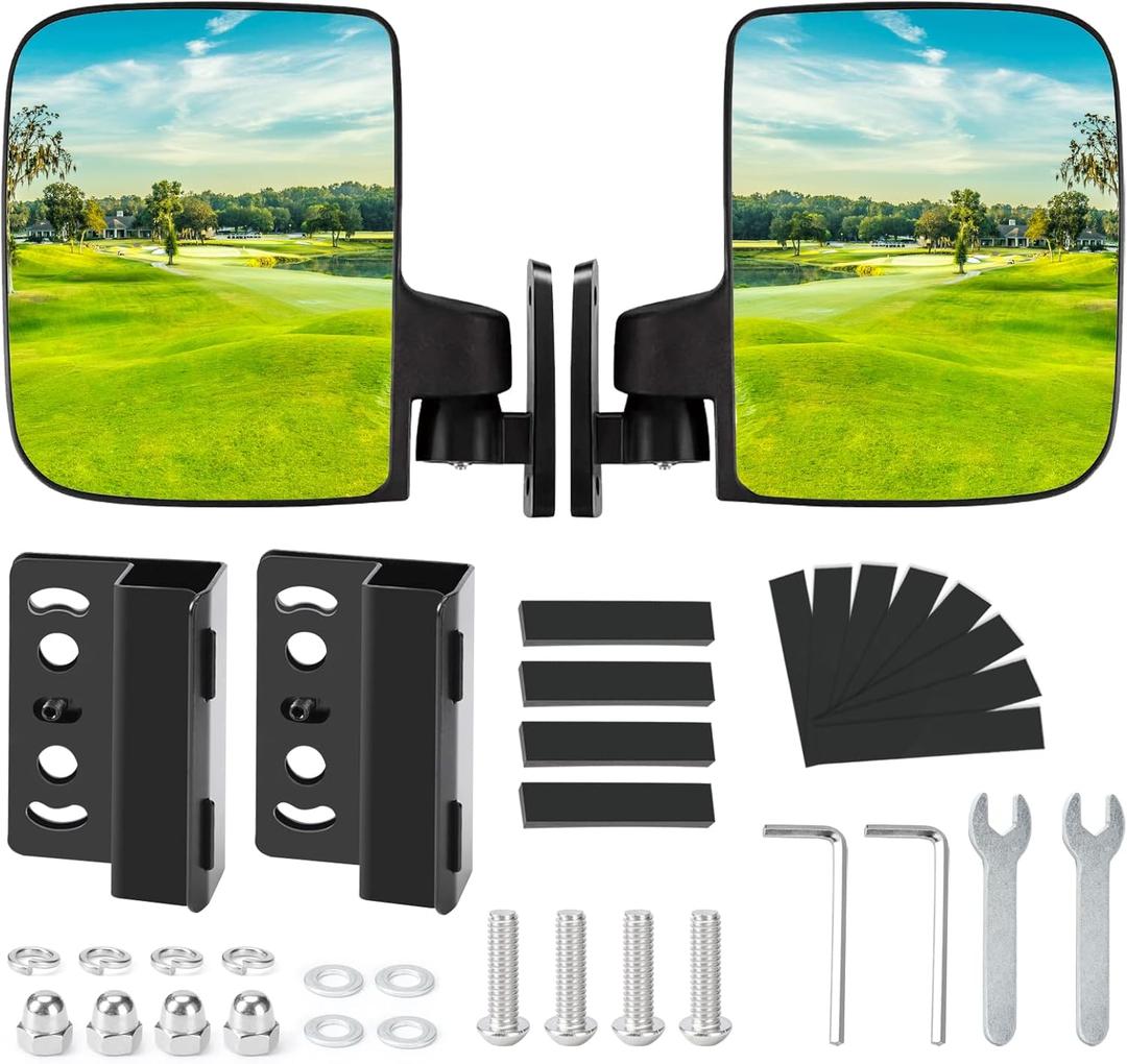 BETOOLL Golf Cart Mirror - No Drilling Folding Golf Cart Mirrors Rear View - Golf Cart Mirrors Universal for 0.75" & 1" Square Tube - Golf Cart Side Mirrors Compatible with Club Car, EZGO, Yamaha BETOOLL Golf Cart Mirror - No Drilling Folding Golf Cart Mirrors Rear View - Golf Cart Mirrors Universal for 0.75" & 1" Square Tube - Golf Cart Side Mirrors Compatible with Club Car, EZGO, Yamaha